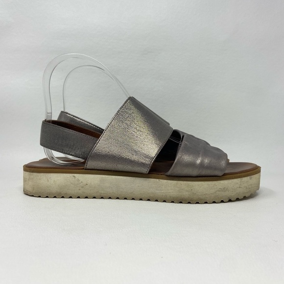 Miz Mooz Dasha Metallic Leather Platform Slingback Sandals - Picture 3 of 13